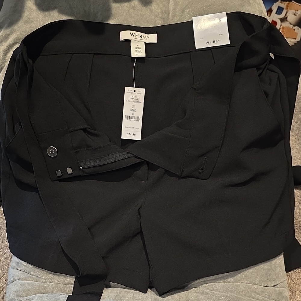 White House Black Market Elegant Black Tie-Waist Shorts